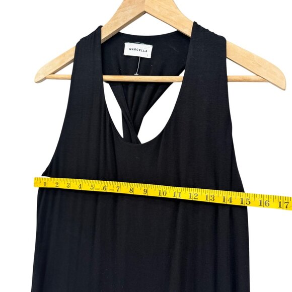 Marcella Maxi Dress Solid Black Sleeveless Twist Back Scoop Neck Pullover Size L - Picture 9 of 11